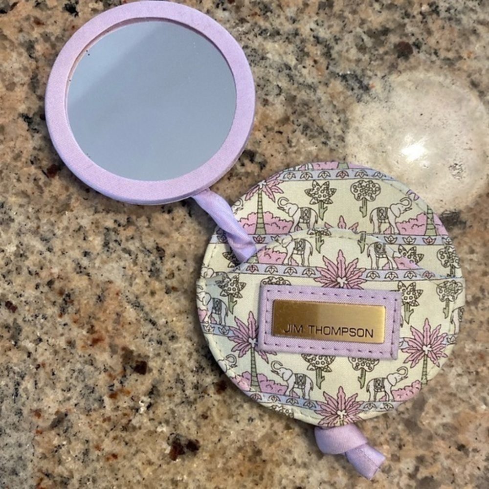 Jim Thompson silk compact mirror elephant print